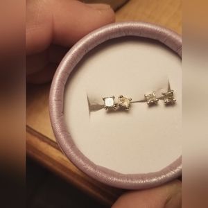 2 pair of diamond earrings